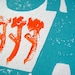 LINOCUT PRINT - Small acts BLUE typography letterpress poster 8x10