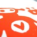 LINOCUT PRINT - Robots in love ORANGE letterpress valentine poster 8x10