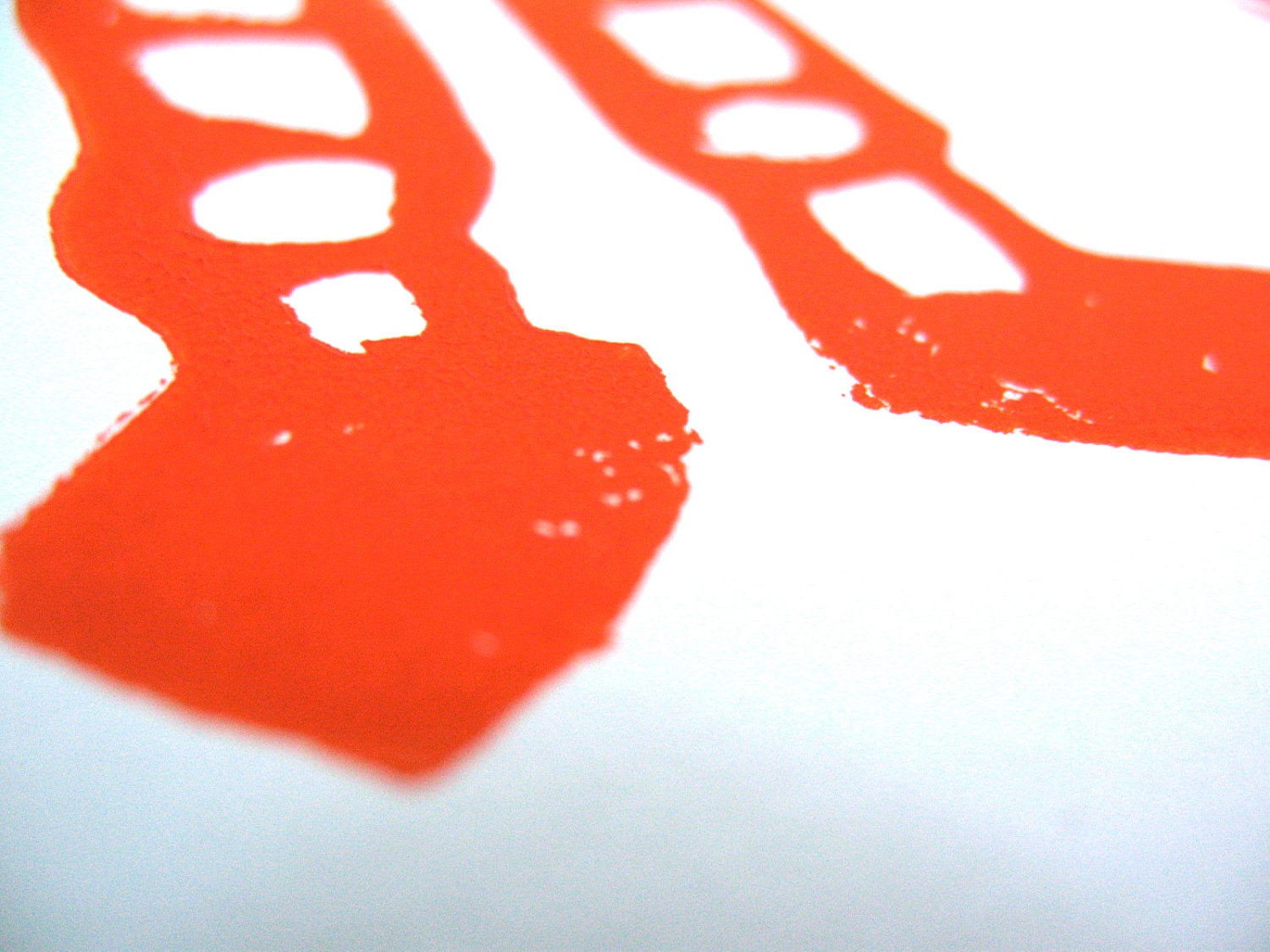LINOCUT PRINT - Robots in love ORANGE letterpress valentine poster 8x10