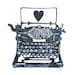 PRINT - Antique typewriter BLACK linocut print w/ heart 8x10