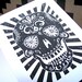 PRINT - Day of the dead skull LINOCUT 8x10 calavera