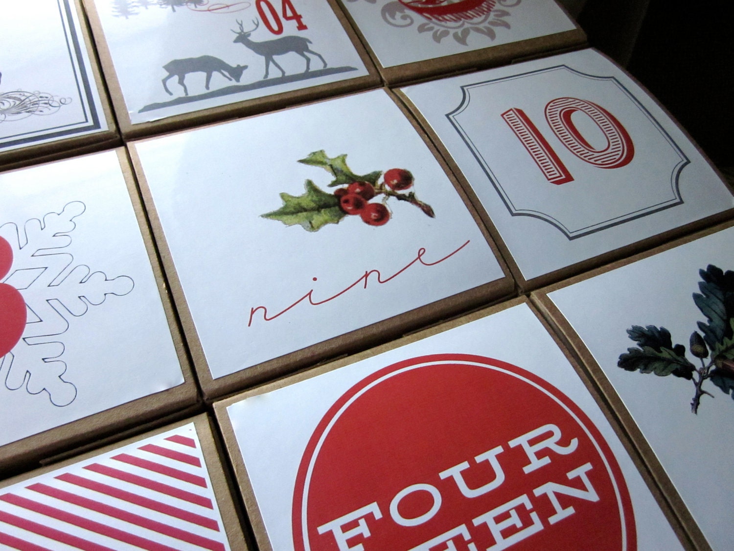 Christmas Countdown / Advent Calendar / Vintage Style Holiday Decoration