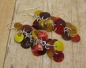 Cluster Earrings - Brown, Orange and Gold - Autumn or Earthy Colors