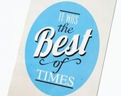 Thank You Postcard. Best of Times. Ivory Blue Antique. Typography Card. Quote Card.