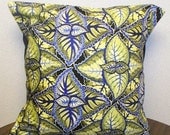 Designer Fabric Decorative Pillow Cover 16X16 in Jane Sassaman Periwinkle Design - Removeable Pillow Case