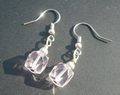 Breast Cancer Pink Glass Crystal Square Earrings