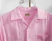ROCKIN Vintage 40s 50s Pink Rockabilly Shirt M L  -on sale-