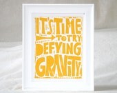 WALL ART Typography Poster  It's Time to Try Defying Gravity WICKED Lyric Wall art