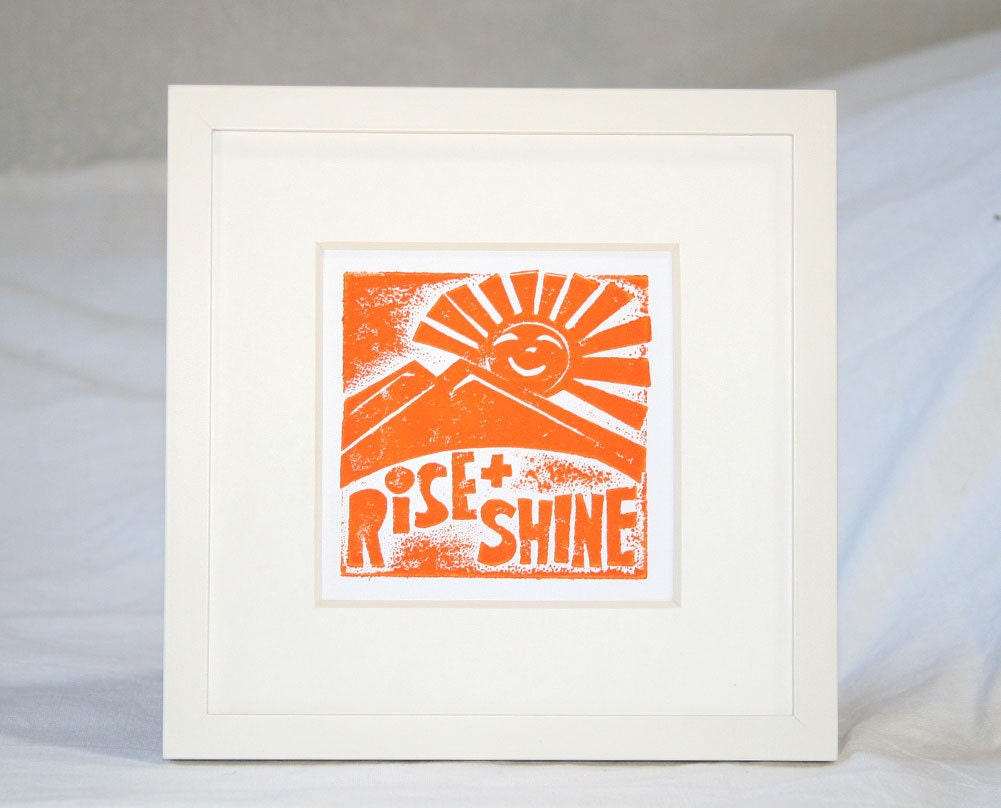 Sunshine Kitchen Art Print, Wall Art, Nursery Art Print,  Bedroom Art  Print, Good Morning Quotes, Linocut Style, Raw Art Letterpress