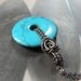 Turquoise Dyed Howlite Donut Sterling Silver Wire Wrapped Necklace OOAK