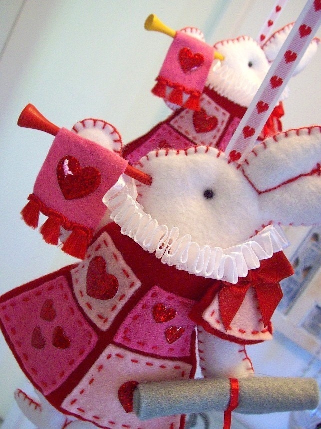 Nursery Mobile - White Rabbit in court - pink