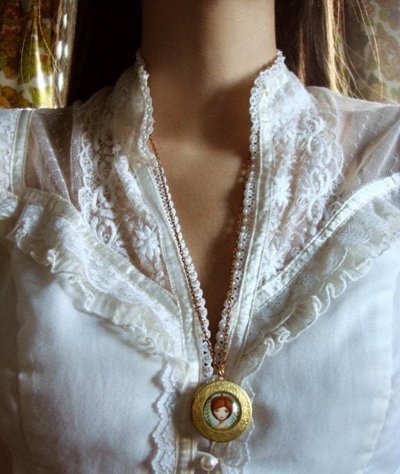 Lost in the Wildwood vintage style locket - woodland fairytale, little red riding hood inspired locket by Marisol Spoon