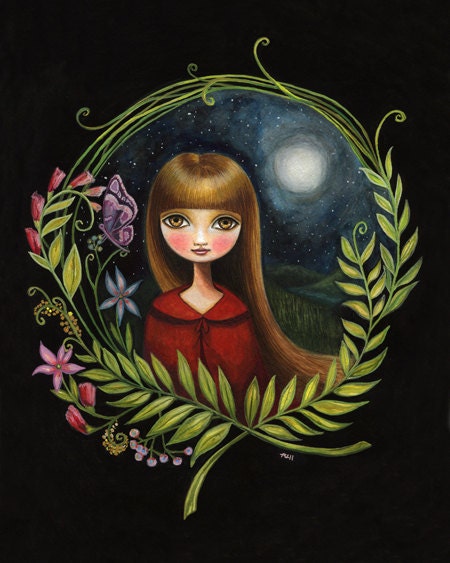 Lost in the Wildwood vintage style locket - woodland fairytale, little red riding hood inspired locket by Marisol Spoon