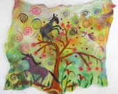 Three Colorful Horses - Tree of Life Felted fine Fibers - Alpaca and Merino