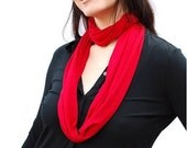 Infinity Scarf Fabric Necklace Jersey Cowl shrug Cherry Red NeckScape Infinity - Handmade