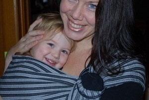Baby Carrier Ring Sling Tencel Black and Gray Striped Pleated - Ready to ship in Standard or Petite only