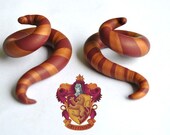 Harry Potter Gryffindor Polymer Clay Gauged Earrings  2g, 0g, 00g, 7/16", 1/2"