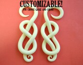 2g, 0g, 00g, 7/16", 1/2" Celtic Knot Goddess Faux Bone Glow in the Dark Earrings