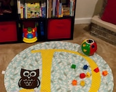 Alphabet Aviary Owl - Punky Portable Play Mat, Stroller Blanket, Rug, Throw, Activity, Toy, Personalized, Monogram