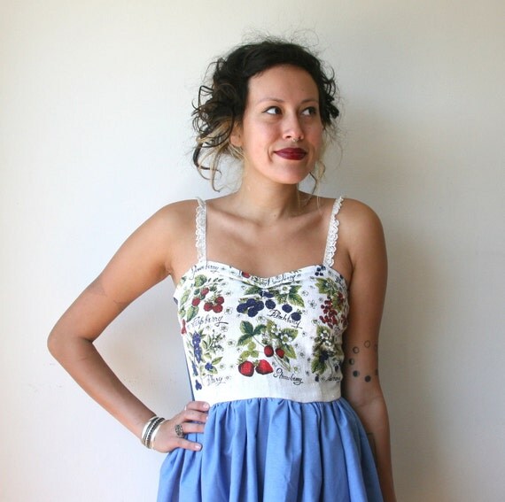 RESERVED Berry Print Mini Dress Sz S Rusty Cuts