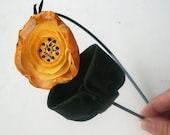 Children Headband Fabric Sunflower Girl Headpiece. Handmade. OOAk. Kids. Yellow