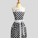 Womens Bib Full Apron - Handmade Vintage Style Gray White Polka Dot Retro Kitchen Apron Personalize or Monogram