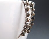 Pyrite Earrings in Sterling Silver, Wire Wrapped Gemstone Handmade Modern Earrings