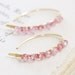 Wire Wrapped Pink Gemstone Earrings, October Birthstone Jewelry, Gold Quartz Earrings, aubepine