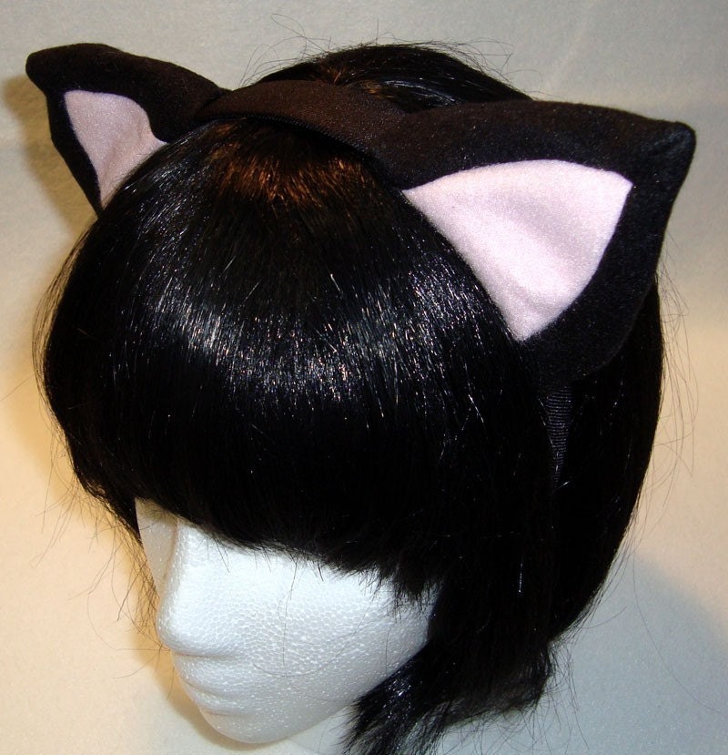 Black/Pink Kitty Ear Headband
