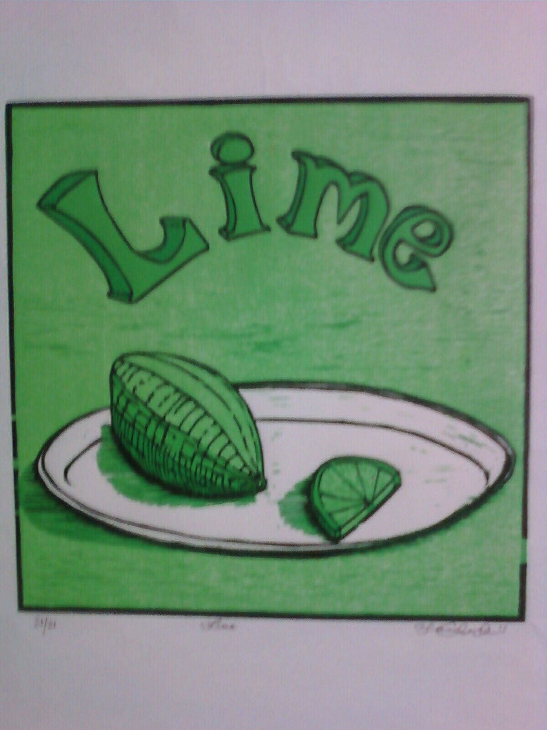 Lime reduction woodcut.