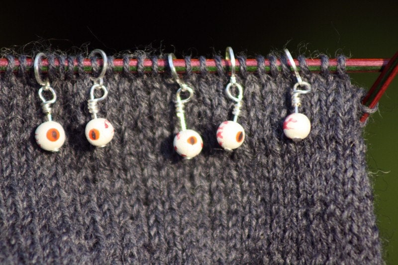 Lil' Darkness Mini Stitch Markers (Orange Eyes)