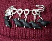Black Bird Stitch Markers (Set of 5)