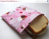 15% Off -- Reusable Sandwich Bag -- Cherry Cupcakes