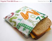 15% Off -- Reusable Sandwich Bag -- Alphabet Soup