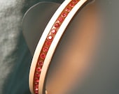 Vintage Celluloid Rhinestone Bracelet Pink Orange & Cream