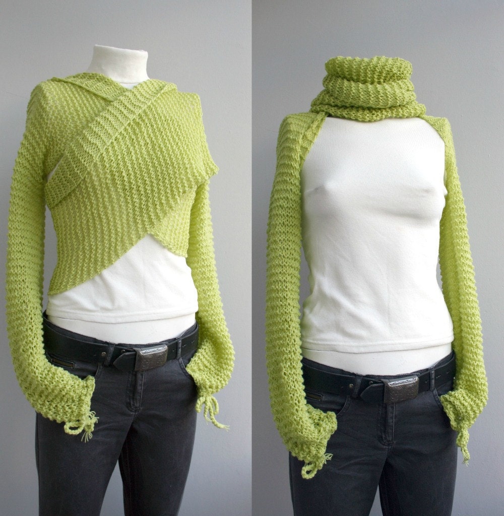 FREE Shipping Long  Sleeve New Season Pistachio Green Bolero Scarf Shawl Neckwarmer Mothers day Gift Gift under 100USD