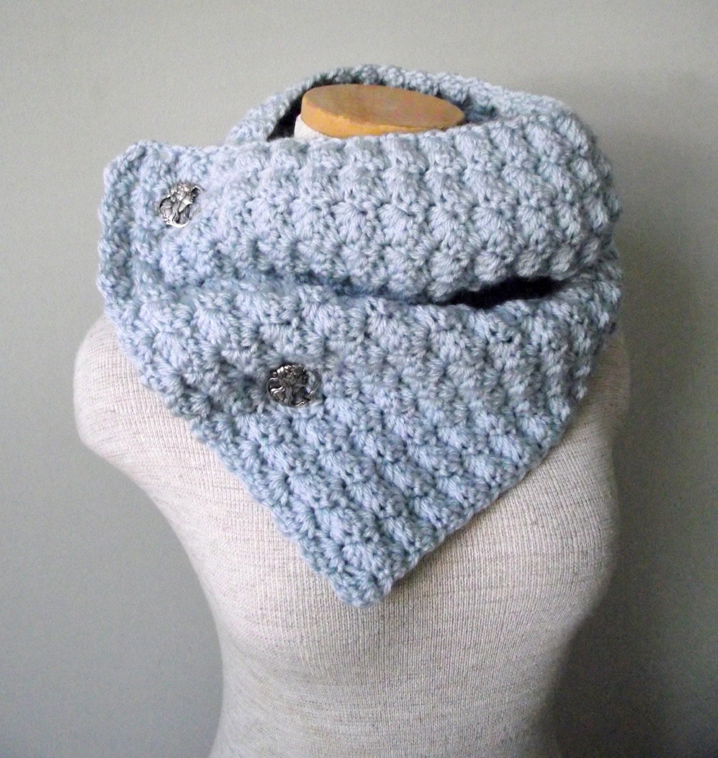 Button Up Cowl in Arctic Blue