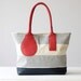 Kallisto bag in stripe canvas with red and dark blue leather