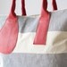 Kallisto bag in stripe canvas with red and dark blue leather