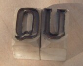 Q & U  Rare print letters used in cotton fabric trade