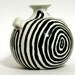 White Vase with Black Rings - Ceramic Pottery