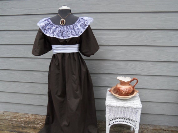 Jane Austen Regency Dress with Lace and Sash costume all colors