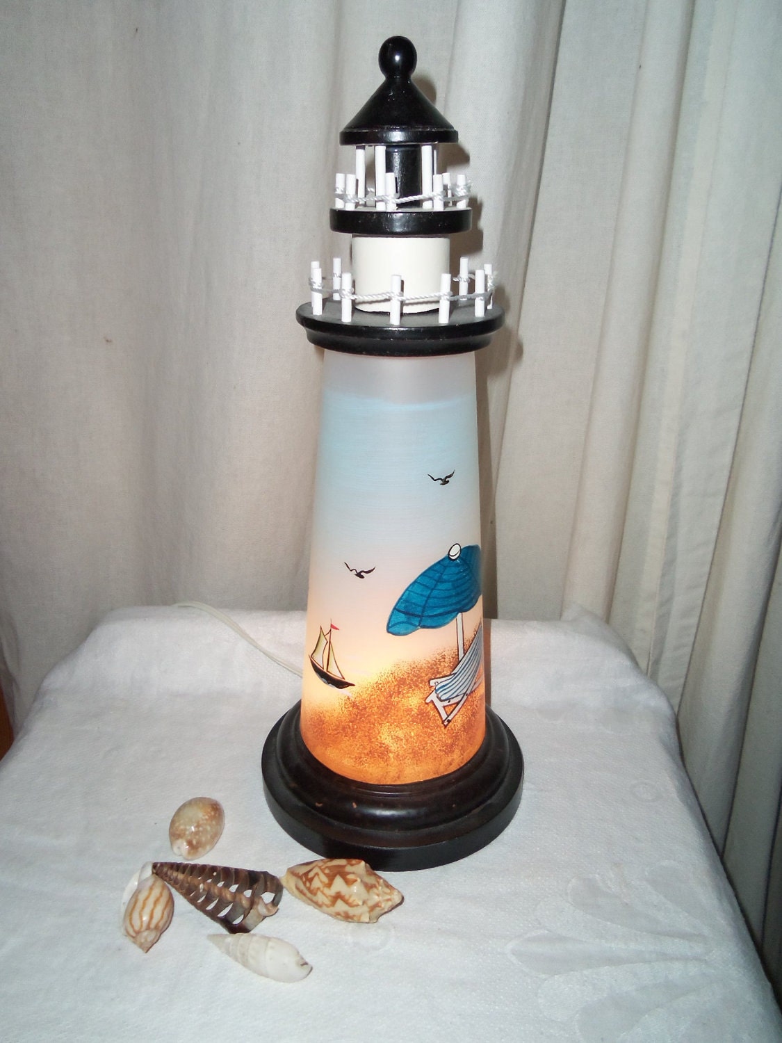 Vintage Lighthouse Lamp Fishermen Fishing Nautical Decor