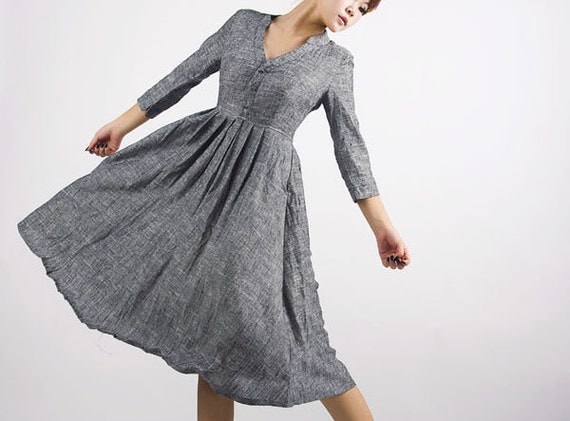 Grey dress/ linen dress (MM50)