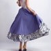 light blue floral linen maxi skirt dress (0096)