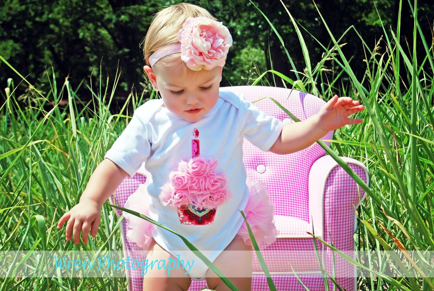 Scrumptious Fluffy Pink Birthday Couture Cupcake Ruffled Bum Onesie