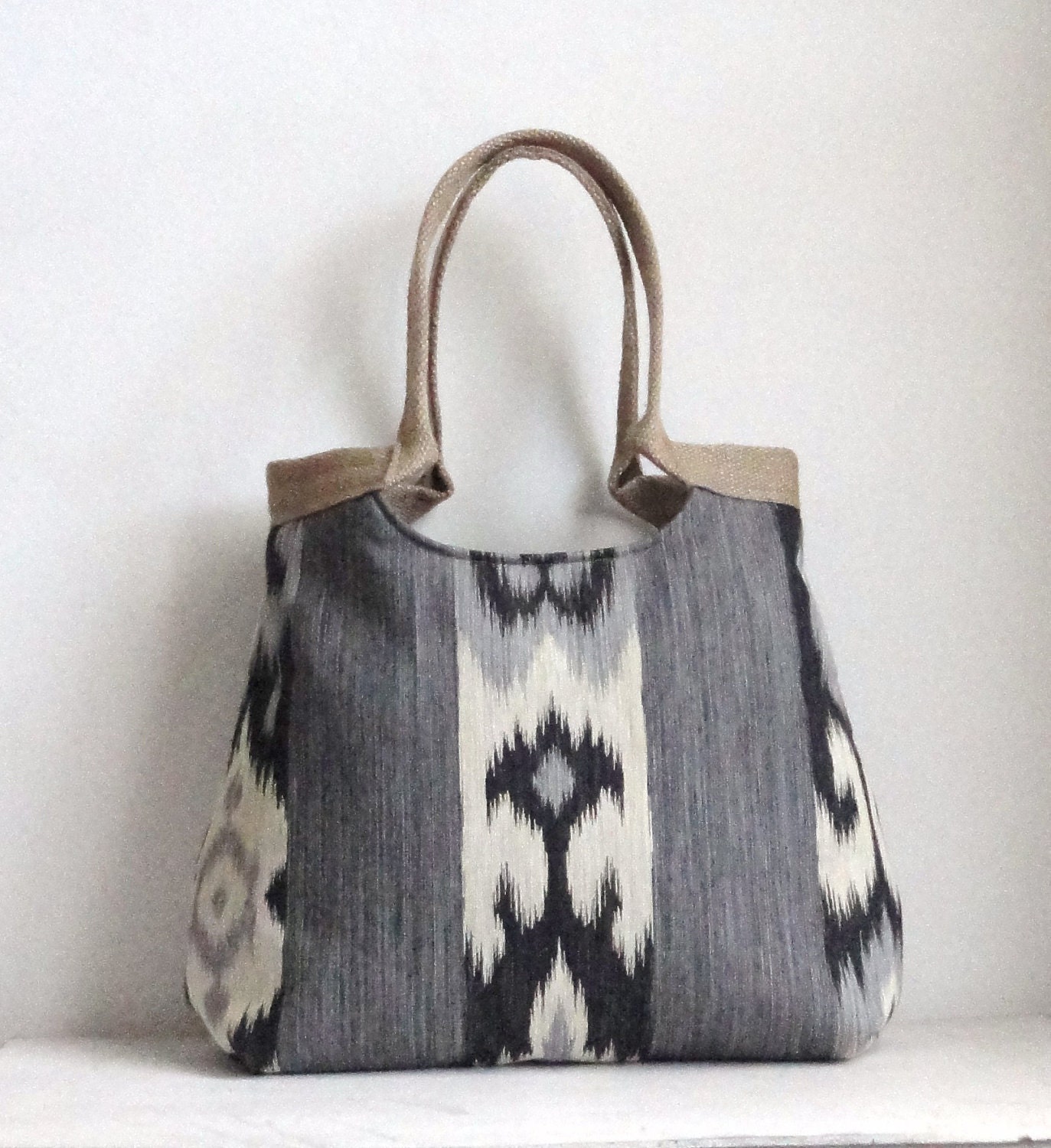 IKAT weekender hobo bag with burlap WINTER FASHION