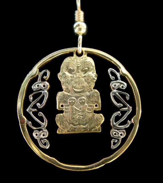 Cut Coin Jewelry - New Zealand - Pukaki Maori Warrior - Earrings
