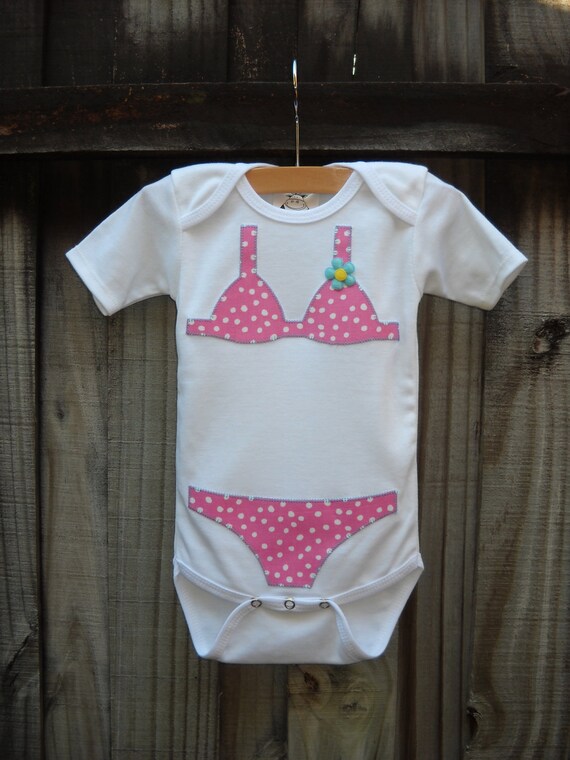 Pink White Polka dot Bikini Onesie