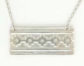 Aztec Silver Bar Necklace - Tribal print, Geometric, Bar necklace, designer jewelry, bold necklace